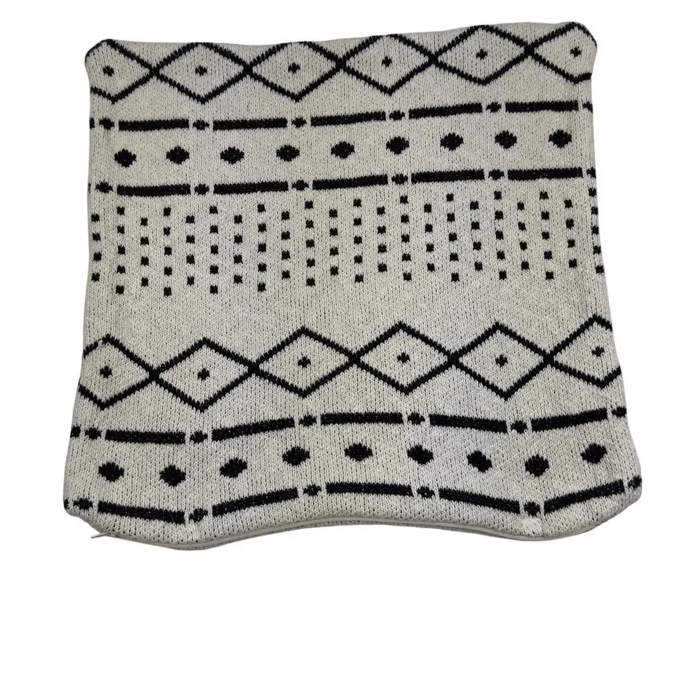 Boho Hippie Aztec Southwestern Tight Knit Soft Cotton Throw Pillow Cover